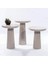 Wood Wooden 3’Lü Set Fitilli Mantar Yan Sehpa Modern Beyaz Renk Fiskos 1