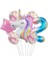 Unicorn ve Gökkuşağı Rakam Balonlu 7li Set Pembe Folyo Yıldız ve Konfeti Pullu Şeffaf Balonlu 1