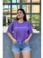 Mor Renk Freedom Baskı Unisex Oversize T-Shirt 1