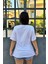 Beyaz Renk Freedom Baskı Unisex Oversize T-Shirt 3