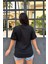 Siyah Renk Freedom Baskı Unisex Oversize T-Shirt 3