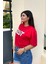 Kırmızı Renk Best Baskı Ayıcık Desenli Unisex Oversize T-Shirt 2