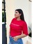 Kırmızı Renk Freedom Baskı Unisex Oversize T-Shirt 2