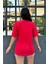 Kırmızı Renk Freedom Baskı Unisex Oversize T-Shirt 3
