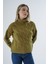 Kadın Olive Oversize Balıkçı Yaka Selanik Saç Örgülü Yün Özel Iplik Triko Örme Kazak TRIST-6163 2