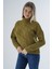 Kadın Olive Oversize Balıkçı Yaka Selanik Saç Örgülü Yün Özel Iplik Triko Örme Kazak TRIST-6163 4
