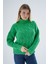 Kadın Yeşil Oversize Balıkçı Yaka Selanik Saç Örgülü Yün Özel Iplik Triko Örme Kazak TRIST-6163 4