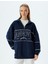 Oversize Sweatshirt Yarım Fermuarlı Kolej Baskılı Dik Yaka 3