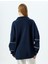 Oversize Sweatshirt Yarım Fermuarlı Kolej Baskılı Dik Yaka 4