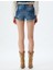 Mini Kot Şort Katlı Paça Yıpratılmış Düğmeli Skinny Fit 4