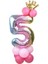 Rakam Balon Karşılama Seti 5 Yaş Gökkuşağı Renkleri Rakam Balon Altın Taçlı 5 Rakamlı Balon 1