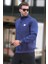 Lacivert Dik Yakalı Düğme Detaylı Erkek Sweatshirt 7060 2