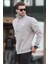 Boyalı Gri Dik Yakalı Düğme Detaylı Erkek Sweatshirt 7060 2