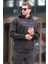 Siyah Kapüşonlu Cep Detaylı Baskılı Erkek Sweatshirt 7064 2