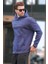 Lacivert Kapüşonlu Cep Detaylı Baskılı Erkek Sweatshirt 7064 1