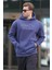 Lacivert Kapüşonlu Cep Detaylı Baskılı Erkek Sweatshirt 7064 2