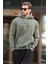 Haki Kapüşonlu Cep Detaylı Baskılı Erkek Sweatshirt 7064 2