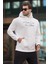 Ekru Kapüşonlu Cep Detaylı Baskılı Erkek Sweatshirt 7064 1