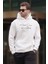 Ekru Kapüşonlu Cep Detaylı Baskılı Erkek Sweatshirt 7064 2