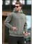 Haki Kapüşonlu Cep Detaylı Baskılı Erkek Sweatshirt 7064 1