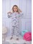 Lolli Boom Kids  Kız Çocuk Gri Melange Üzeri Çok Renkli Sevimli Efsanevi At Desenli Basic Pijama Takımı 2 Parça 2