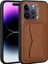 Apple iPhone 14 Pro Max Kılıf Kartlıklı Standlı ​pu Deri Memo Kapak - Kahverengi 1