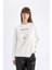 Relax Fit Bisiklet Yaka Baskılı İnce Sweatshirt D5290AX24AU 3