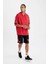 Fit NBA Houston Rockets Kırmızı Oversize Geniş Kalıp Kapüşonlu Baskılı Kısa Kollu Tişört C9277AX24AU 2