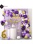5 Harf Isimli 6 Yaş Macaron Mor Balon Zinciri Seti Gölge Mor Altın Balon Dekorasyon 3