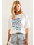 Kadın Desenli Kısa Kollu Basic T-Shirt 1