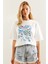 Kadın Desenli Kısa Kollu Basic T-Shirt 3