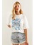 Kadın Desenli Kısa Kollu Basic T-Shirt 5