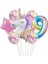 Unicorn ve Gökkuşağı Rakam Balonlu 7li Set Pembe Folyo Yıldız ve Konfeti Pullu Şeffaf Balonlu 1