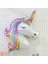 Unicorn ve Gökkuşağı Rakam Balonlu 7li Set Pembe Folyo Yıldız ve Konfeti Pullu Şeffaf Balonlu 3