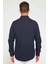 Erkek Slim Fit Uzun Kollu Spor Yaka Yıkamalı Çift Cepli Armürlü Denim Lacivert Gömlek 5