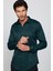 Slim Fit Uzun Kollu Likralı Düz Stretch Yeşil Erkek Gömlek 1