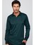 Slim Fit Uzun Kollu Likralı Düz Stretch Yeşil Erkek Gömlek 2