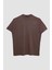 Unisex Relax Fit Rahat Kesim %100 Pamuk Yumuşak Dokulu Basic Kahverengi Bisiklet Yaka T-Shirt 1