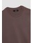 Unisex Relax Fit Rahat Kesim %100 Pamuk Yumuşak Dokulu Basic Kahverengi Bisiklet Yaka T-Shirt 2