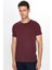 Erkek Slim Fit Dar Kesim Pamuklu Yumuşak Dokulu Esnek Kumaş Düz Basic Bordo Bisiklet Yaka T-Shirt 2