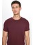 Erkek Slim Fit Dar Kesim Pamuklu Yumuşak Dokulu Esnek Kumaş Düz Basic Bordo Bisiklet Yaka T-Shirt 3