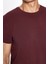 Erkek Slim Fit Dar Kesim Pamuklu Yumuşak Dokulu Esnek Kumaş Düz Basic Bordo Bisiklet Yaka T-Shirt 4