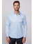 Modern Slim Fit Uzun Kollu Düz Saten Pamuklu Erkek Mavi Gömlek 2