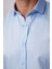 Modern Slim Fit Uzun Kollu Düz Saten Pamuklu Erkek Mavi Gömlek 4