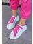 Patty Beyaz Deri Pembe Lastikli Kadın Sneaker 2
