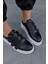 Mila Siyah Deri Zebra Detaylı Cırt Bantlı Kadın Sneaker 2