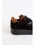 Vontex Siyah Deri Siyah Tabanlı Kadın Sneakers 5