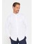 Erkek Slim Fit Dar Kesim Uzun Kollu Pamuklu Düz Beyaz Spor Yaka Gömlek 1