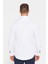 Erkek Slim Fit Dar Kesim Uzun Kollu Pamuklu Düz Beyaz Spor Yaka Gömlek 5