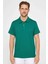Erkek Slim Fit Dar Kesim %100 Pamuk Desenli Yeşil Polo Yaka T-Shirt 1